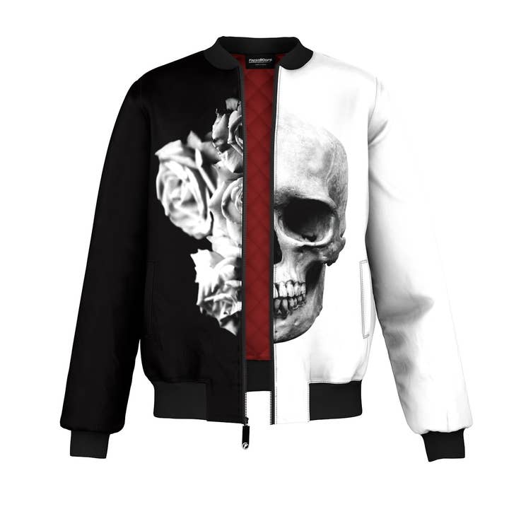 Cazadora bomber calavera blanca y negra para venta al por mayor de FreshHoods