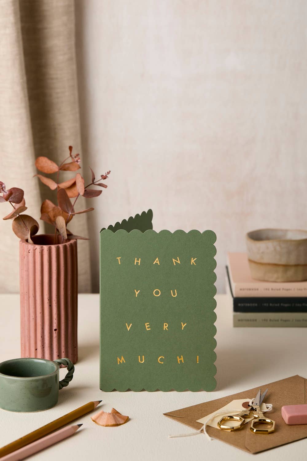 Katie Leamon - Wholesale Thank you card - Scallop Thanks Very Much Green Card