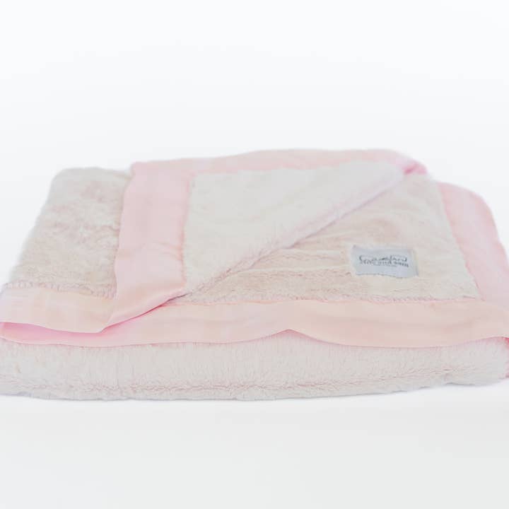 ellie and sam - Wholesale Security/Cuddle Blanket - Baby - Luxury Satin Border Blanket - Pink1