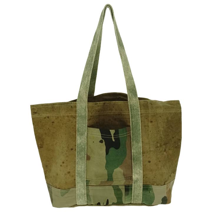 Vintage Addiction - Vendita all'ingrosso Borsa tote - Donna - Grande borsa da tenda riciclata con camouflage