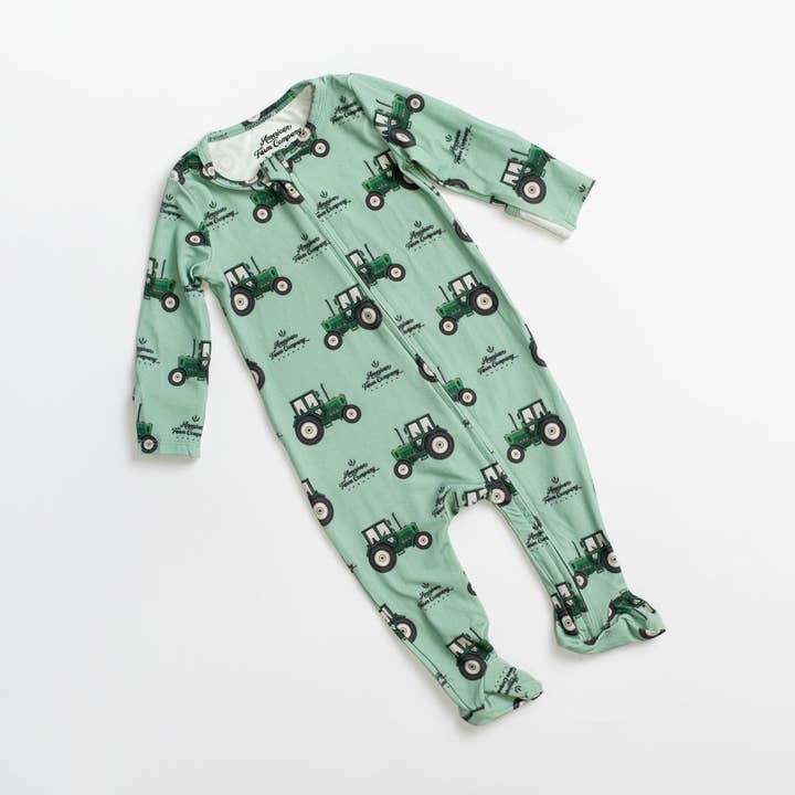 American Farm Company - Wholesale Sleepsuit - Baby - Bamboo AFC Green Tractor Baby Pajamas0
