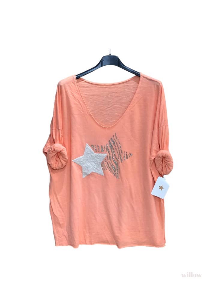 MOONSUN - Wholesale Blouse - Women's - Long sleeve double star cotton top