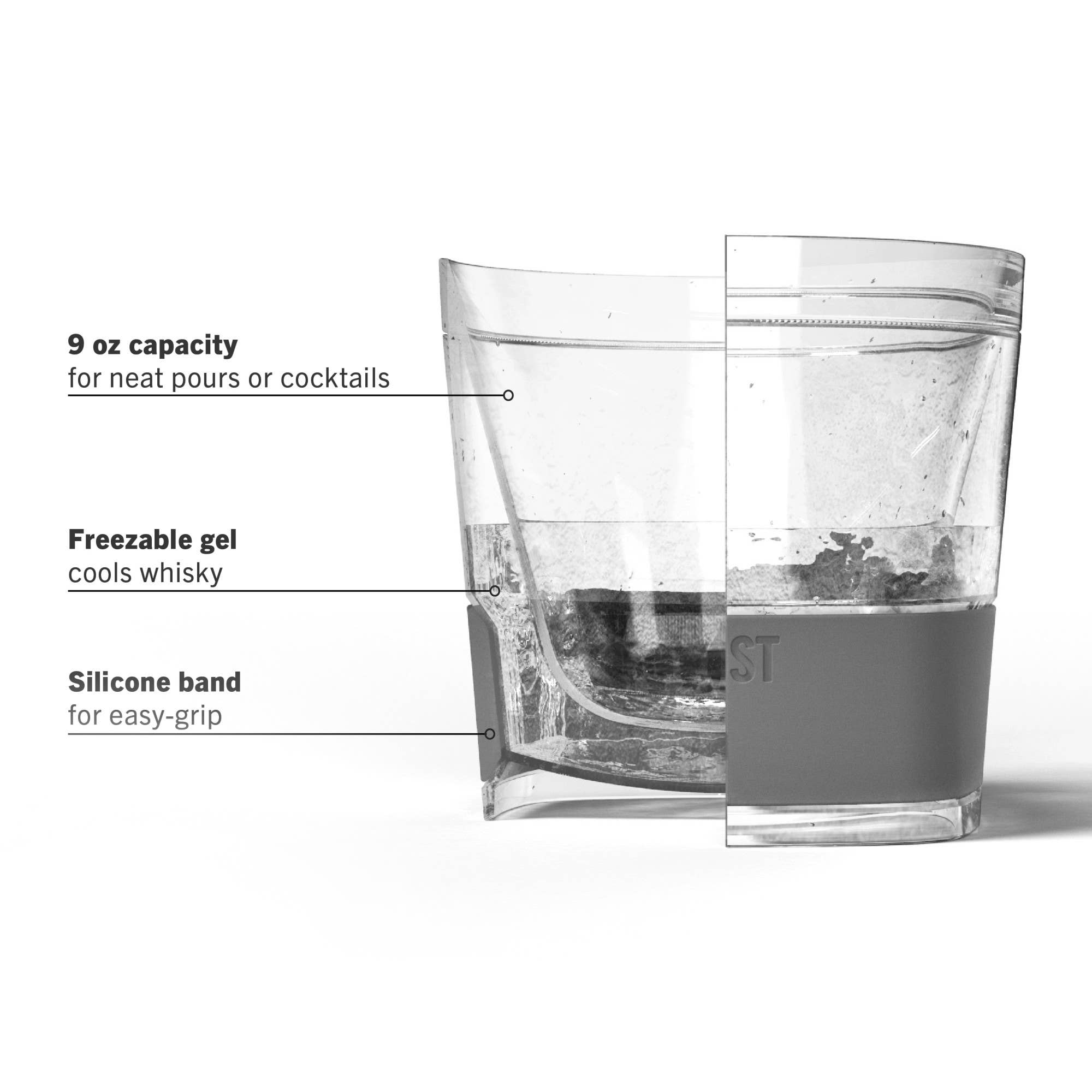 HOST - Wholesale Cocktail/Liquor Glass - Whiskey FREEZE™ Insulated Cooling Cups in Smoke CDU of 124