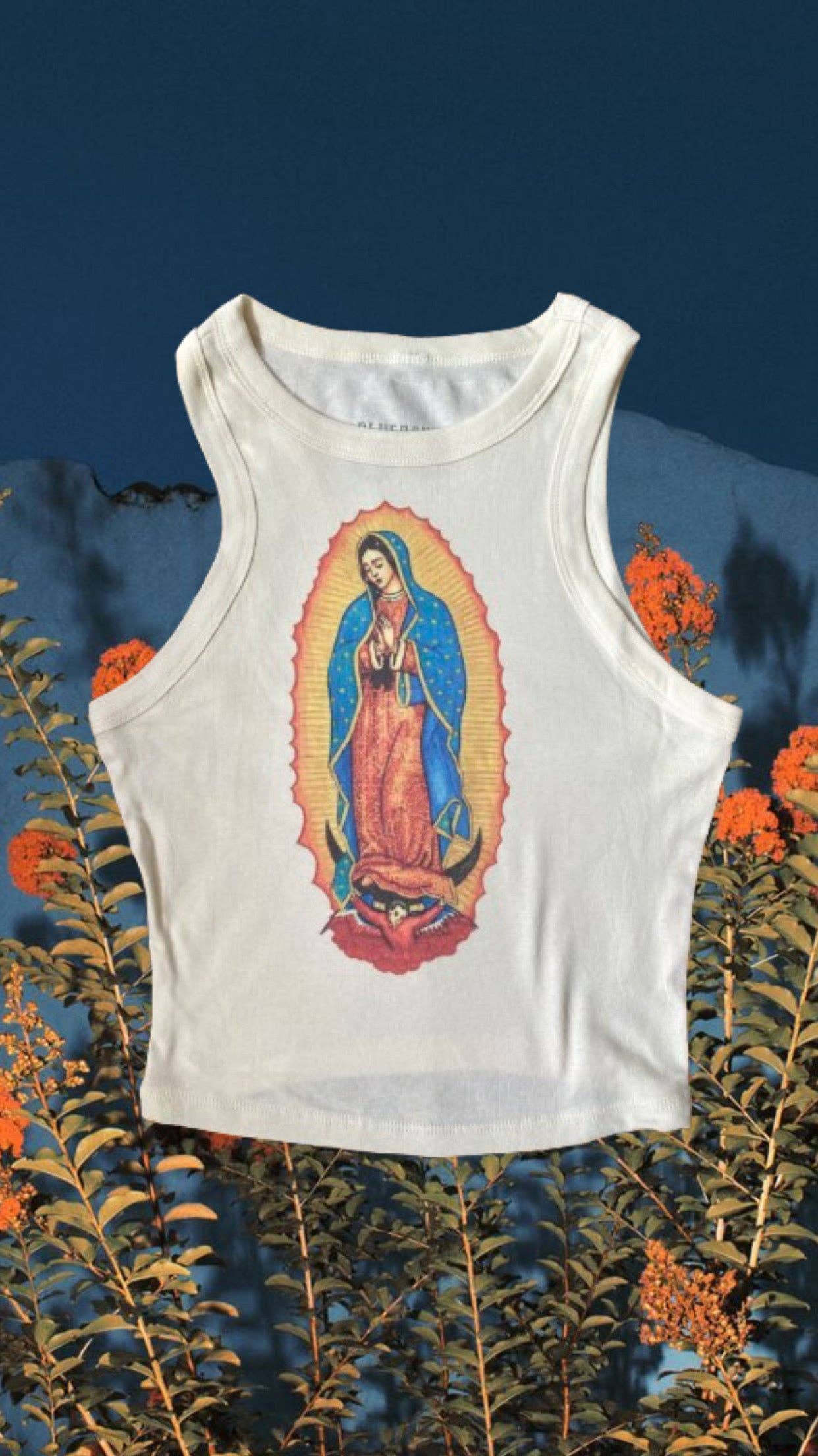 Bluebonnet Goods - Wholesale Tank Top - Women's - Lady of Guadalupe Crop Tank