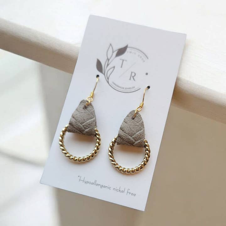 Twig & Rue boutique - Wholesale Dangle Earrings - Nora| Genuine leather loops8