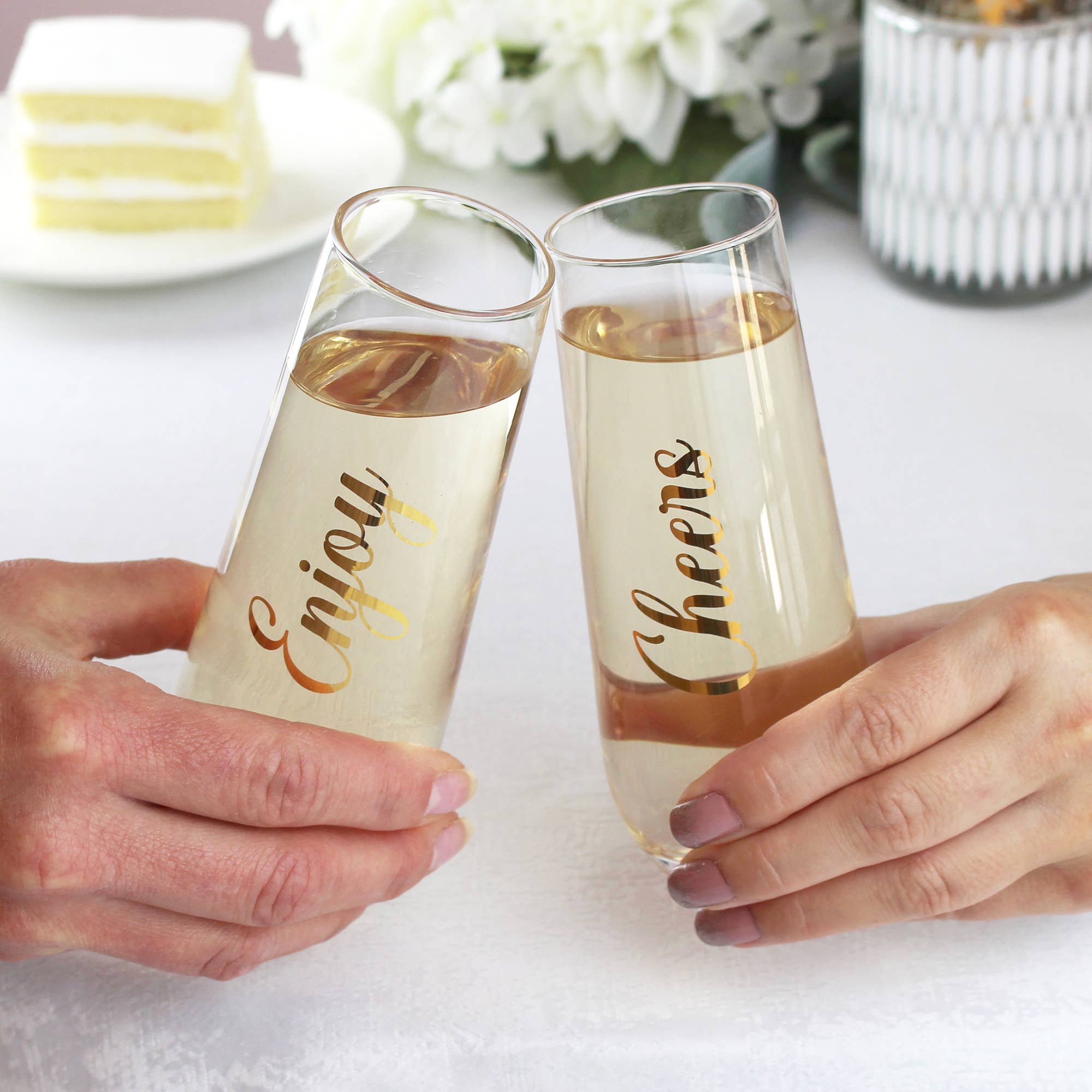 Lillian Rose - Vendita all'ingrosso Flute da champagne - Lillian Rose 4 bicchieri da champagne senza stelo-Celebration detto1