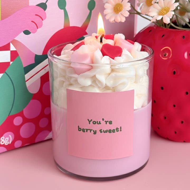 10oz Strawberry Latte Candle | Valentine's Day Candle Decor for wholesale by The Cutest Hits