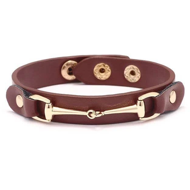 AWST Intl - Vente Bracelet jonc - Bracelet international en cuir végétalien AWST avec mors à mors dorés3