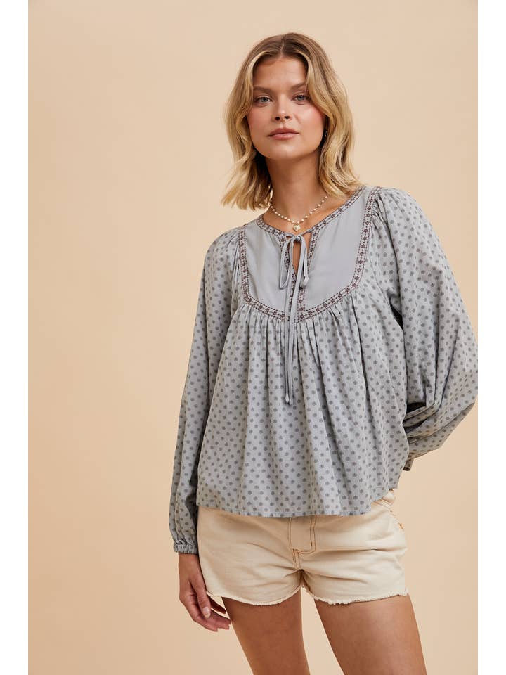 In Loom – wholesale Blouse – Women’s – COTTON BLEND FLORAL PEASANT BLOUSE