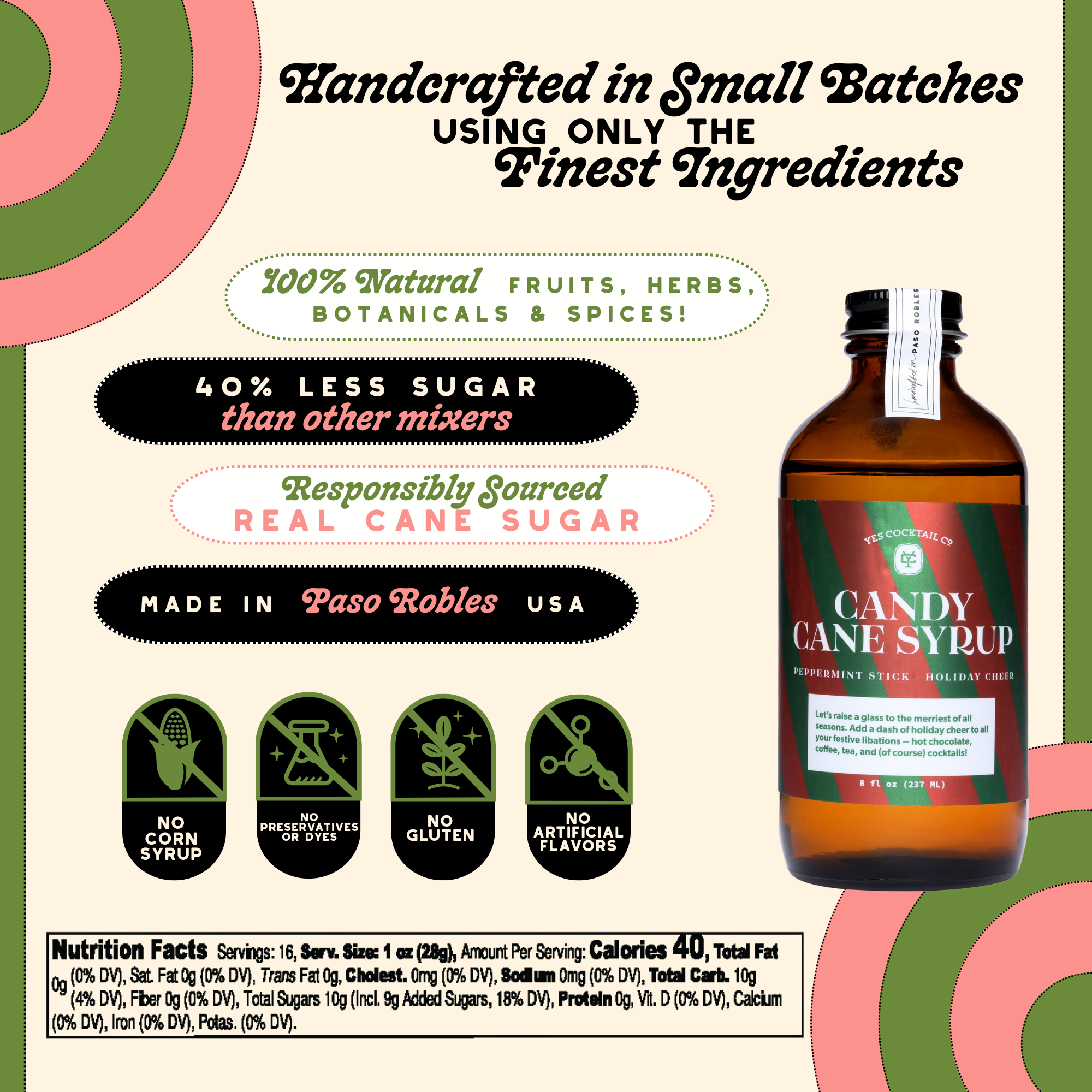 Yes Cocktail Co - Wholesale Cocktail Mix/Syrup - Holiday Seasonal : Candy Cane Syrup3