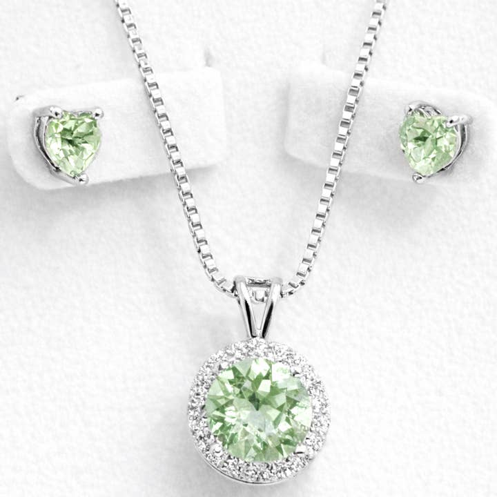 Conjunto de joyería romántico de corazón verde con cristales Swarovski para venta al por mayor de Glimmering Handmade