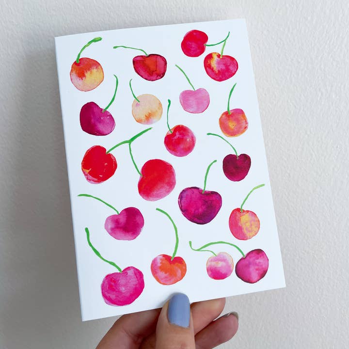 Watercolor Cherries Card for wholesale by Aaryn West
