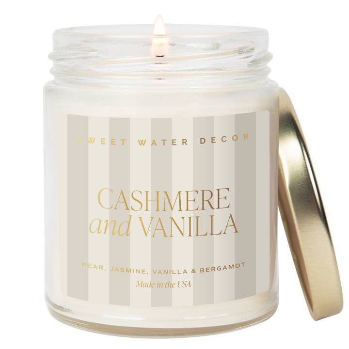 Sweet Water Decor - Wholesale Jar/Filled Candle - Cashmere and Vanilla 9 oz Soy Candle - Home Decor
