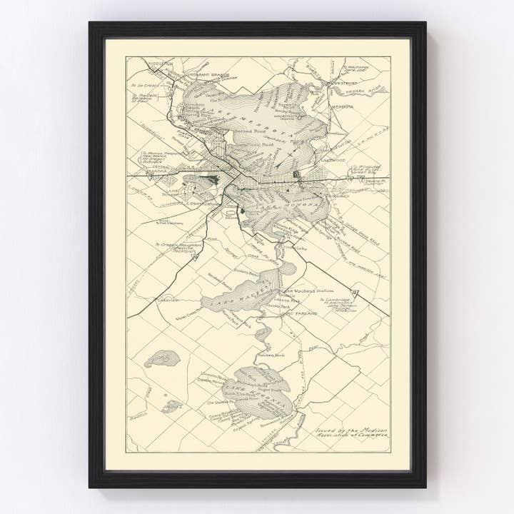 Vintage Map of Madison, Wisconsin 1929 for wholesale by Ted's Vintage Art
