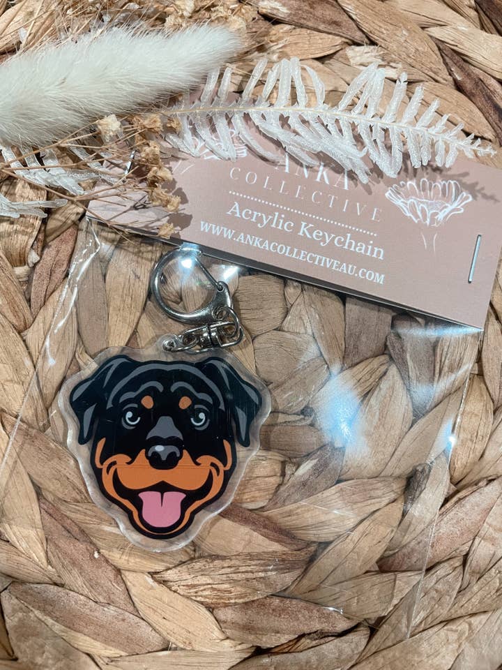 Rottiwheler Dog Keychain for wholesale by Pooch Lab Co