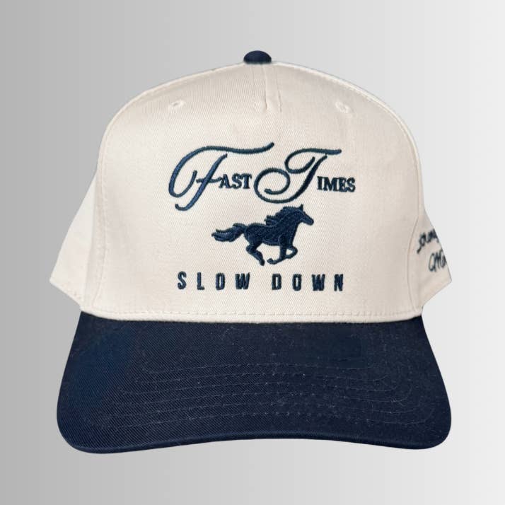 Fast Times - Canvas Hat - Natural/Navy for wholesale by Mother Hats
