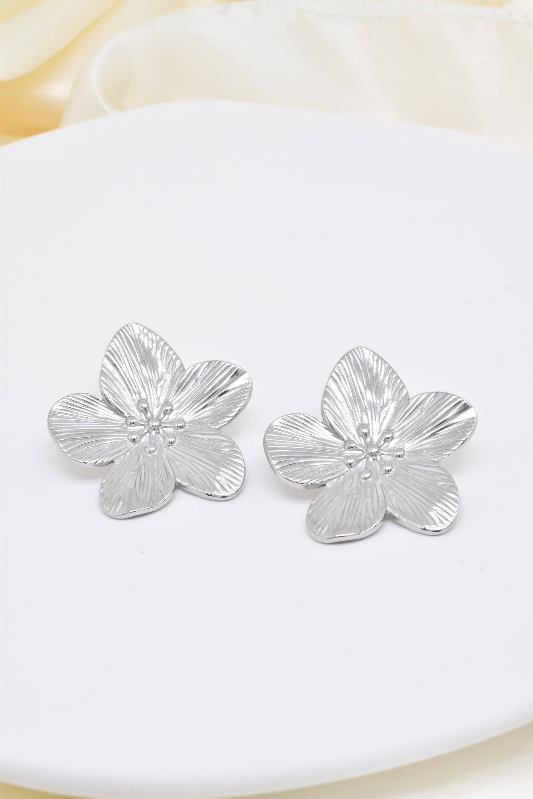 Kapyco - Vendita all'ingrosso Orecchini a bottone - Orecchini a fiore in acciaio inox - BO1002453