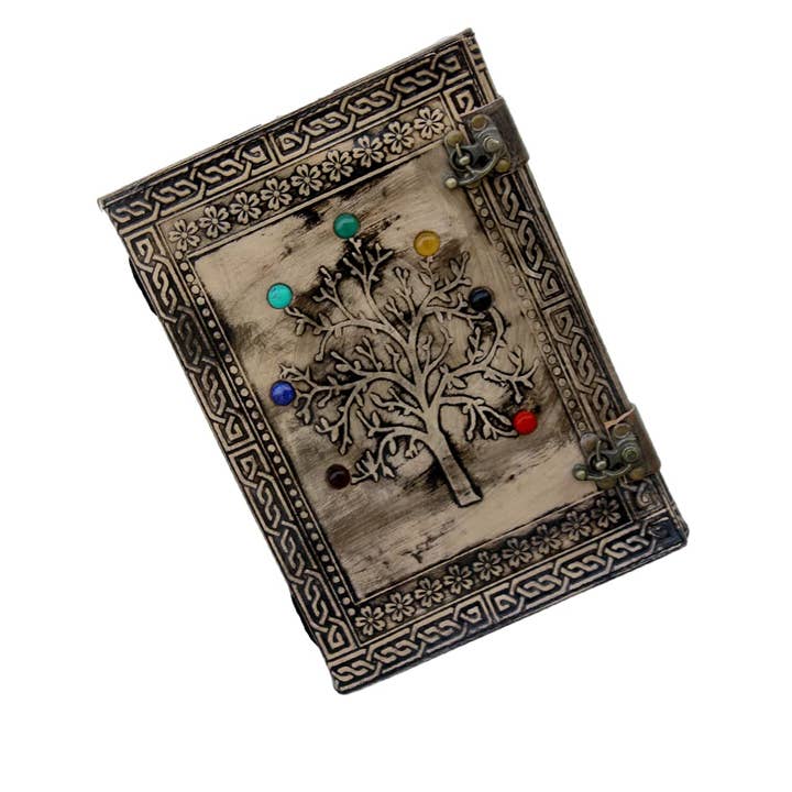 Jay mataji Handicrafts – Diário por atacado – Revista de Couro Tree Of Life - Stone Blank Book of Shadows1