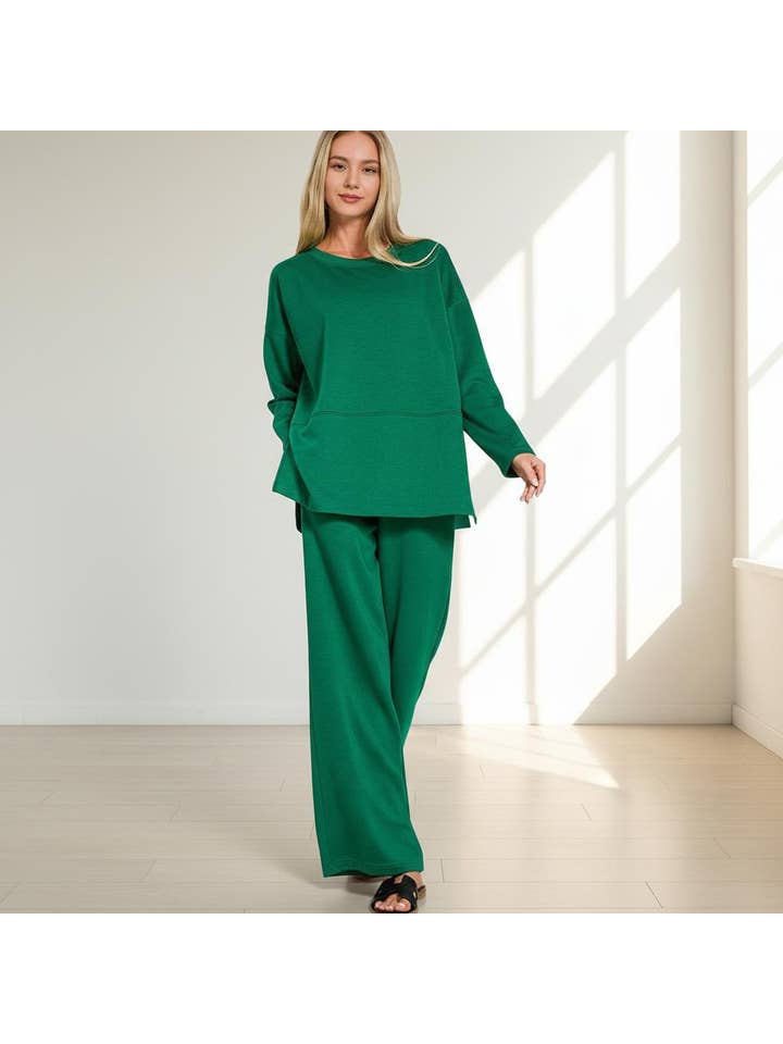 42POPS - Wholesale Lounge Set - Women's - ...1024 Scuba Side Slit Top & Pants Set SI-289683