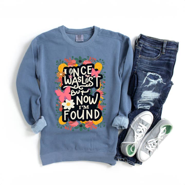 I Once Was Lost | Garment Dyed Sweatshirt for wholesale by Uplifting Threads Co Wholesale