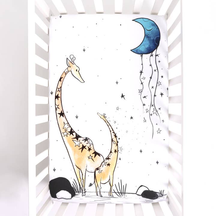 Wildkin - Wholesale Cot/Crib Sheets - Fitted Mini Crib Sheet - Giraffe & A Calf3