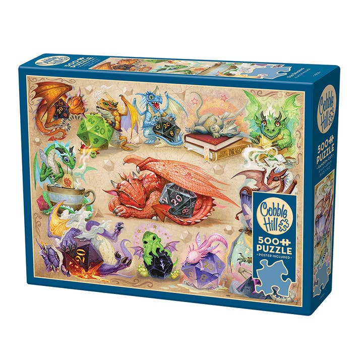 D20 Dragons by Jacob Walker - 500pc Puzzle for wholesale by Outset Games and Cobble Hill Puzzles