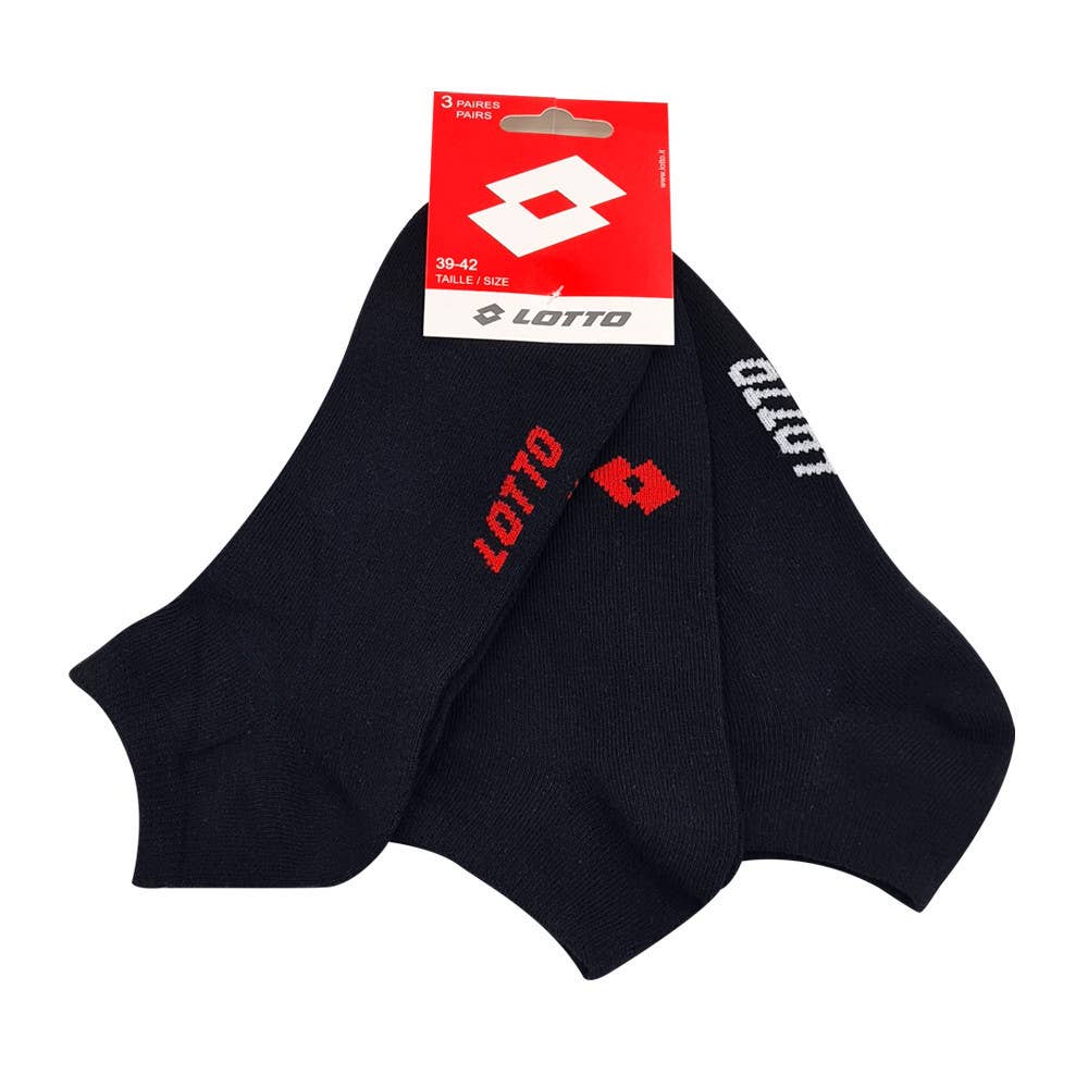 Evidence - Wholesale Socks - Unisex - Lotto Cotton Socks - 3 Pairs/Pack - Black - 43-460