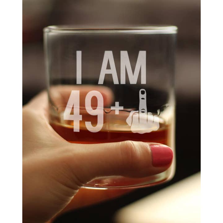 bevvee - Wholesale Cocktail/Liquor Glass - 50th Birthday Gifts - 49 Middle Finger Whiskey Rocks Glass