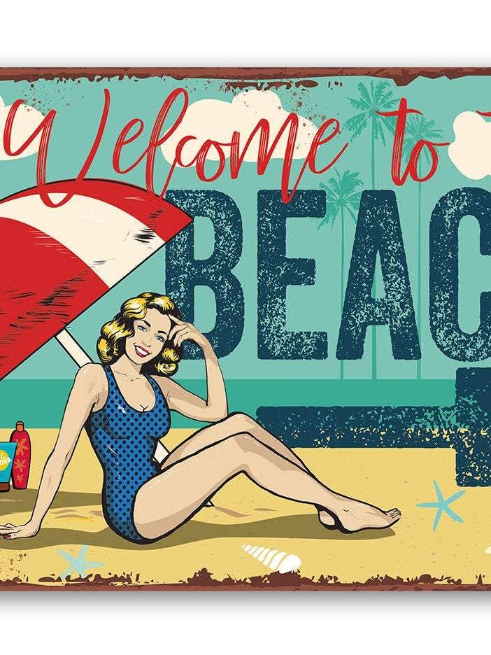 Beach Sign | Beach Directional (Right) for wholesale by Lone Star Art Metal Signs