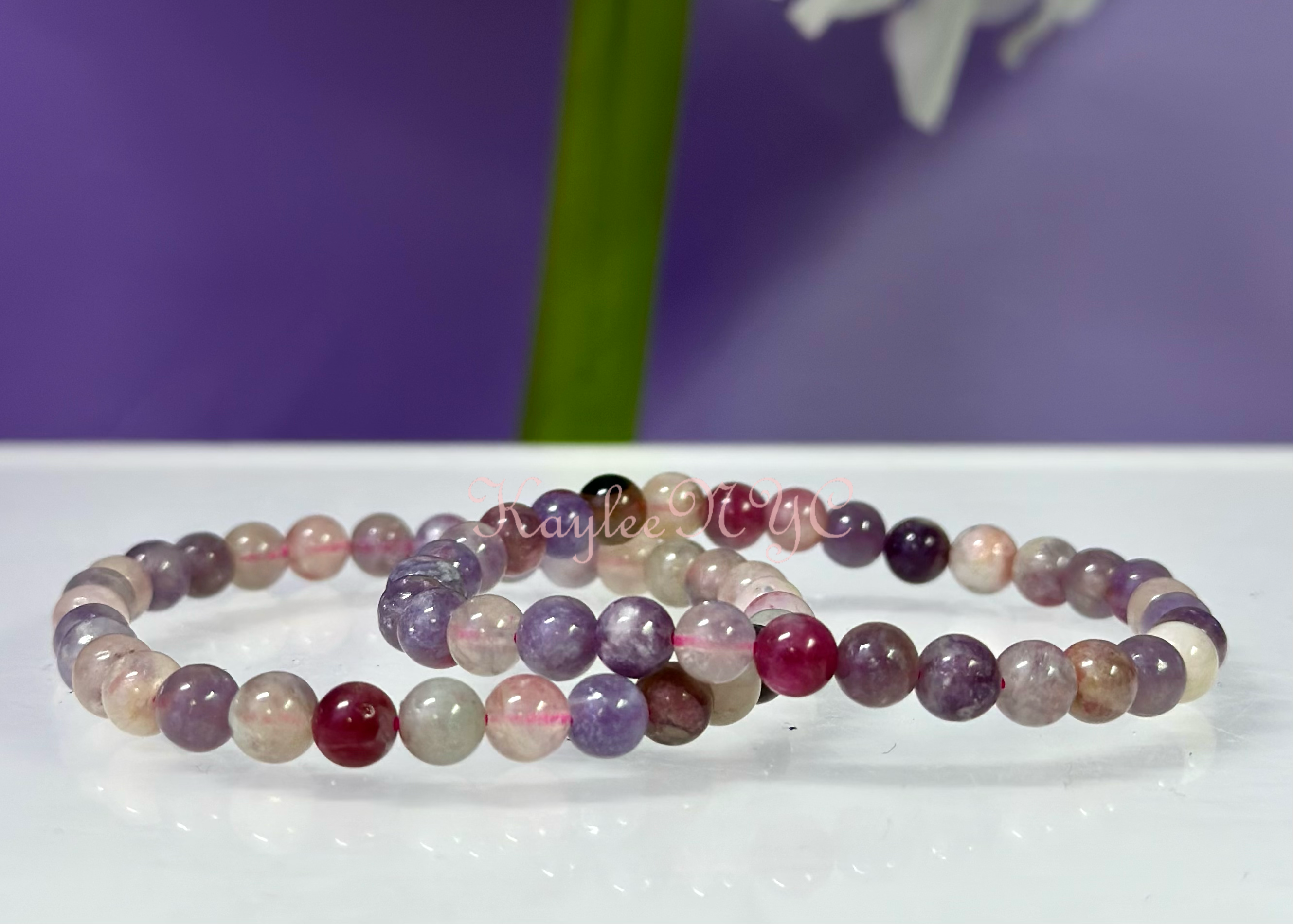 KayleeNYC - Wholesale Beaded Bracelet - 6mm Natural Unicorn Stone 7.5” Crystal Stretch Bracelet2
