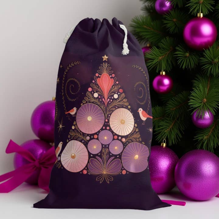 Sacco per Albero di Natale Elegante e Lussuoso in Viola - Decorazione Festiva per la vendita all'ingrosso da parte di Aminelle & Willow