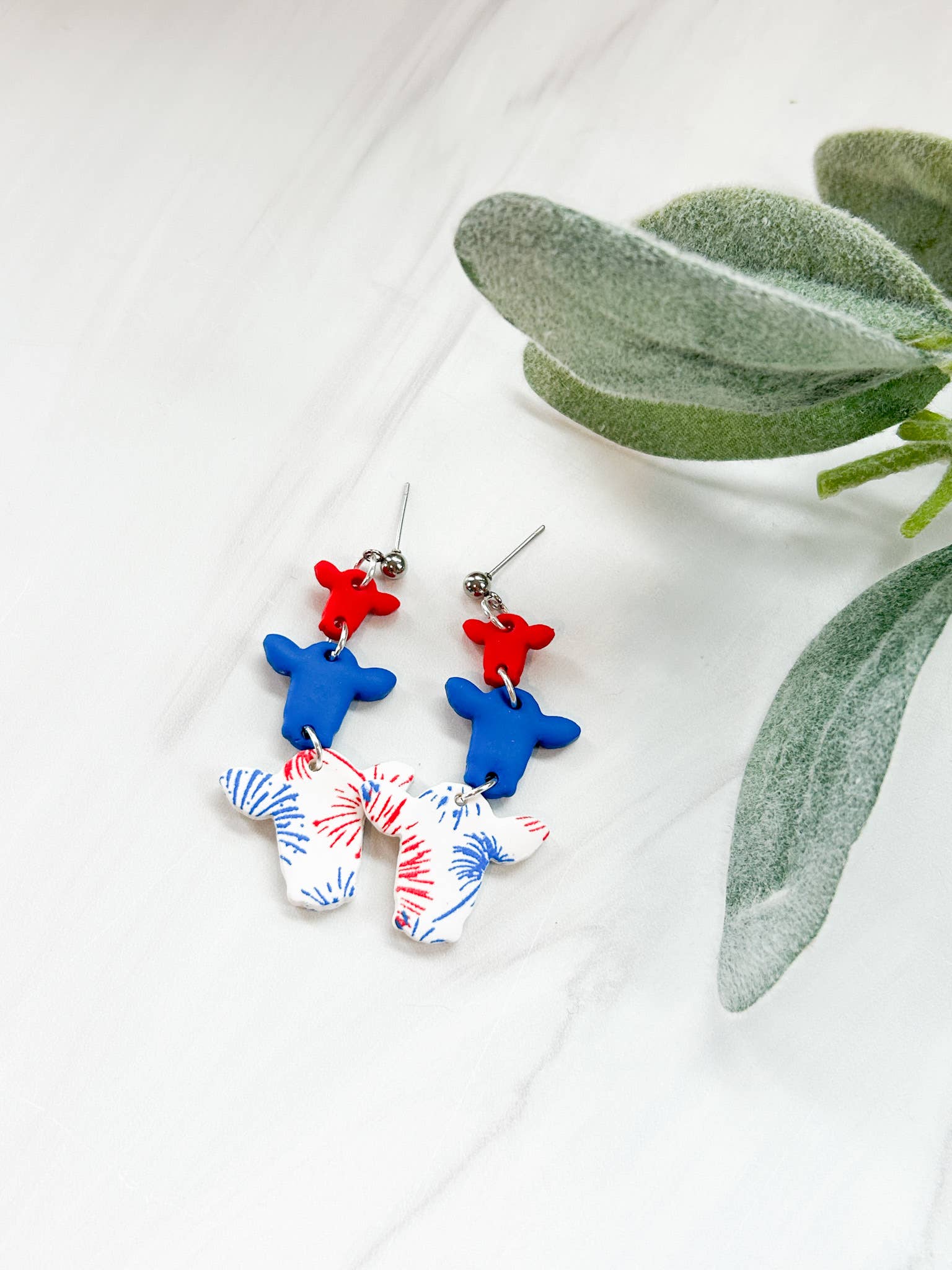 EJ Clay Co - Wholesale Knopjes/oorstekers - Patriotic Cow Collection - 4 juli/Memorial Day0