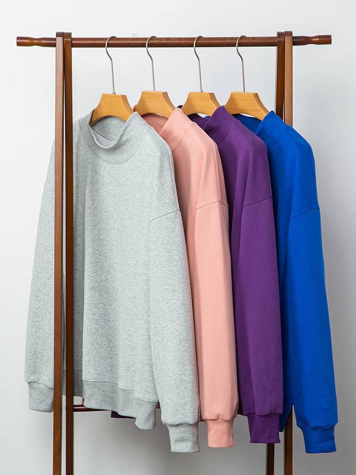 Fashion Solid Color Oversized Mock Neck Sweatshirt for wholesale by fashionworks
