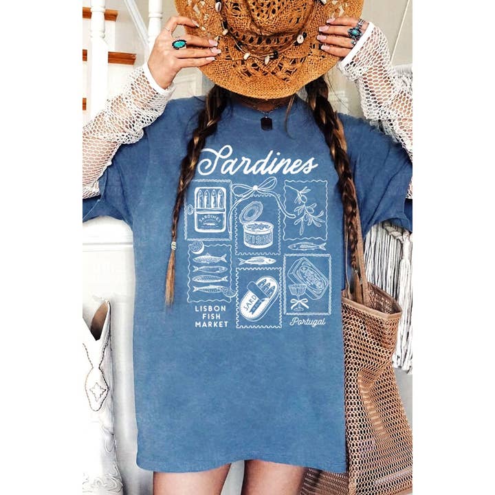 HRTandLUV - Wholesale T-Shirt (Graphic) - Women's - SARDINES RISBON FISH MARKET OVERSIZED MINERAL GRAPHIC TEE2