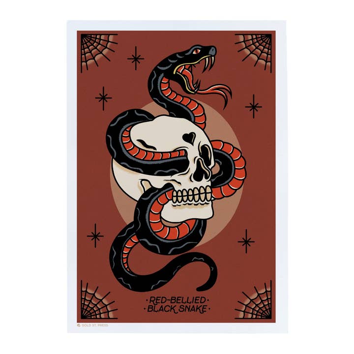 Konsttryck av rödmagad svart orm för wholesale av Gold St. Press