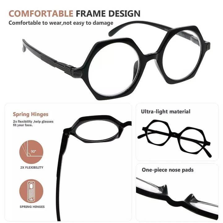 SPARE-SPECS, LLC - Wholesale Eyeglasses - Women's - Small Vintage Polygon Reading Glasses Classic Geometric Readers R20098