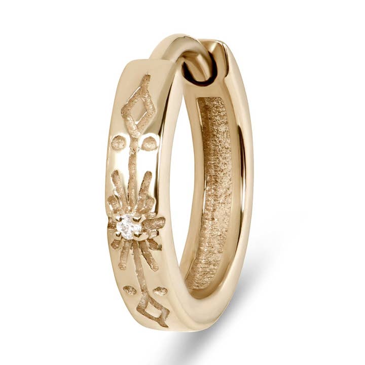 Diamond Starburst Huggie Hoop Earring 9k Gold for wholesale by ZOHREH