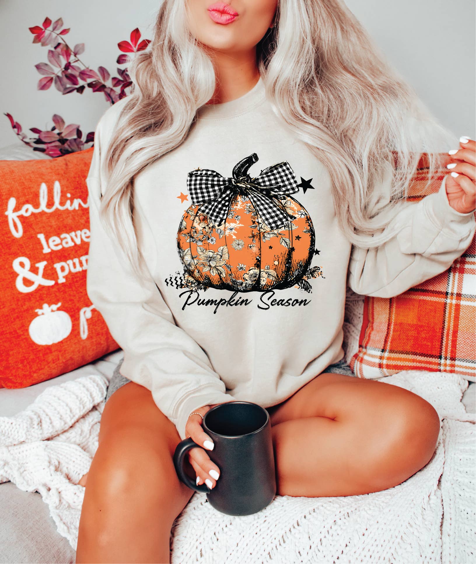 Southern Attitude Designs Inc - Wholesale Graphic Sweatshirt - Women's - Pumpkin Season Floral Pumpkin- Fall Graphic Sweater