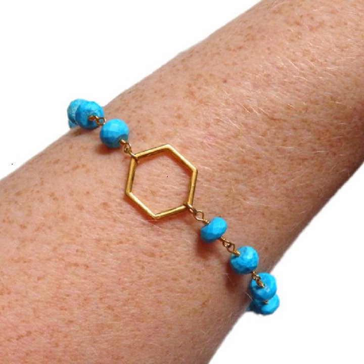 Gold Hexagon Beaded Bracelet for wholesale by PARADISE BEACH COMPANY