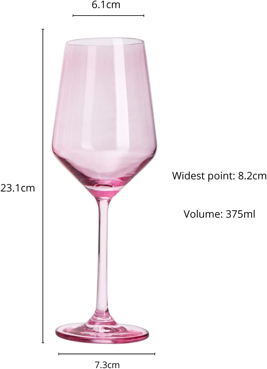 The Wine Savant /  Khen Glassware - Wholesale Wine Glass - Set of 6 Pink Blush Colored Wine Glasses - 12 oz Hand Blown5