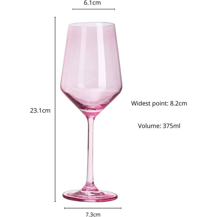 The Wine Savant / Khen Glassware - Wholesale Wine Glass - Set of 6 Pink Blush Colored Wine Glasses - 12 oz Hand Blown5