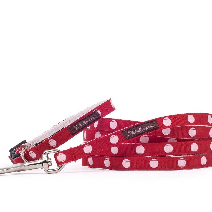 Tekop Rød/Hvide Prikker Krave/Sele/Bly - 117 for engroshandel hos Trish Hampton