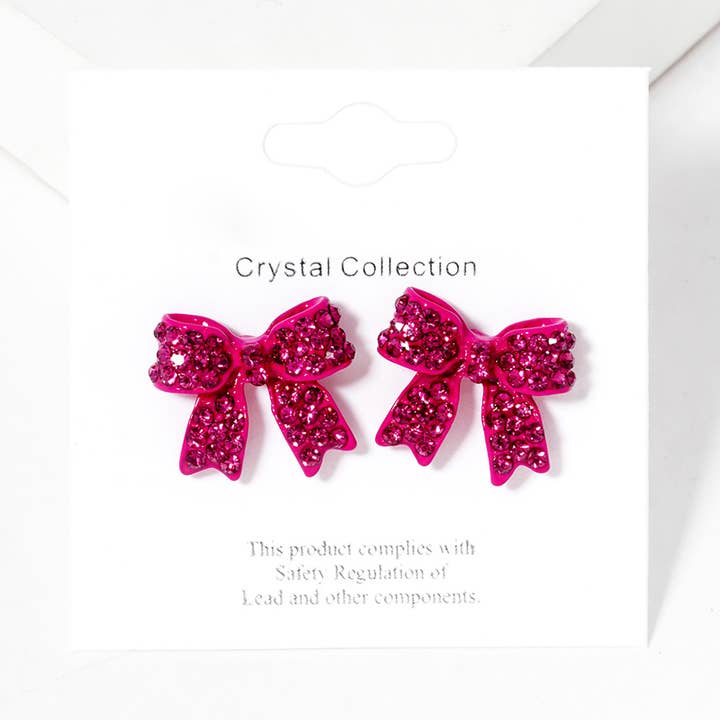 Sensibling Corp. - Wholesale Stud/Post Earrings - Pave bow stud earrings