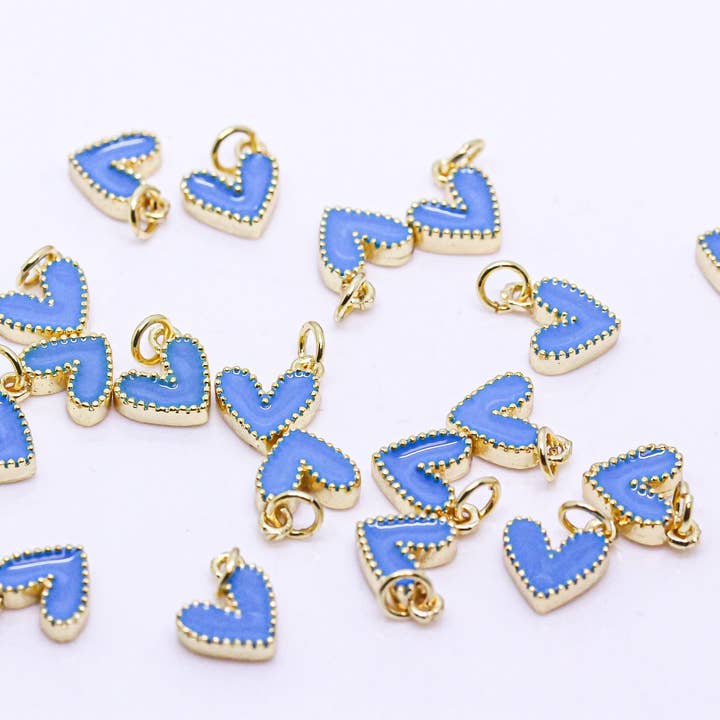 Jewel Pledge - Wholesale Individual Charm/Pendant - Gold Enamel Heart Charm in Various Colors, CPG1515