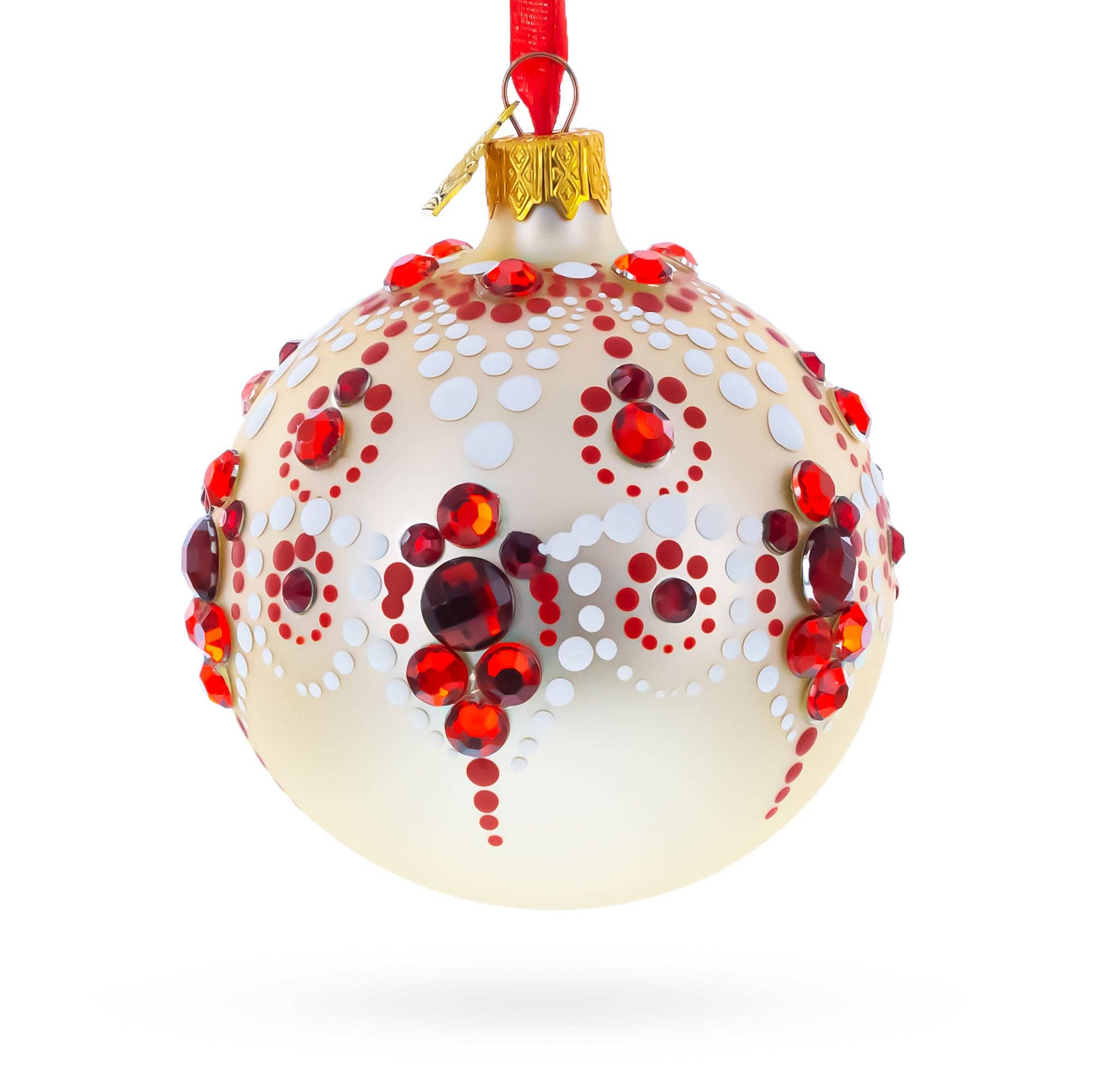 BestPysanky - Wholesale Ornament - Red and Crystal Droplets Festive Glass Ornament2