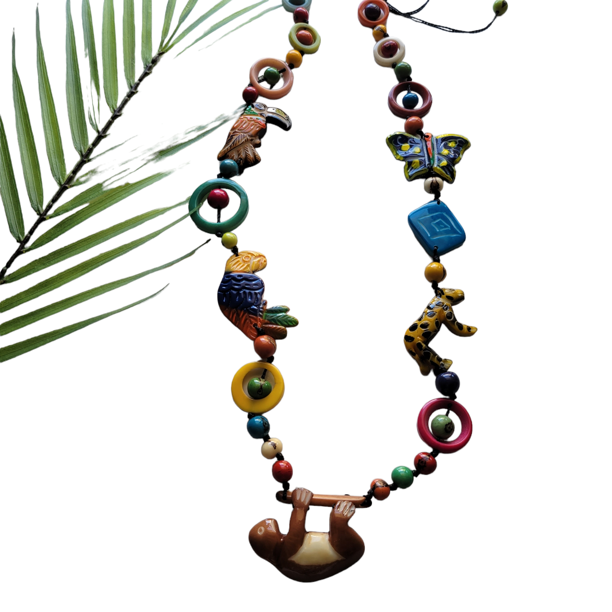 Organic jewelry by Allie – Colar pingente/pendente por atacado – Colar fauna e papagaios de selva da floresta tropical9