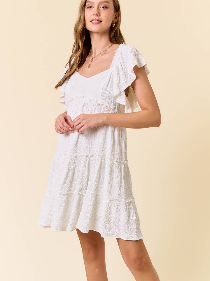 BABYDOLL VÆVET KJOLE MED FLÆSEÆRME - 27649D for engroshandel hos Doe and Rae