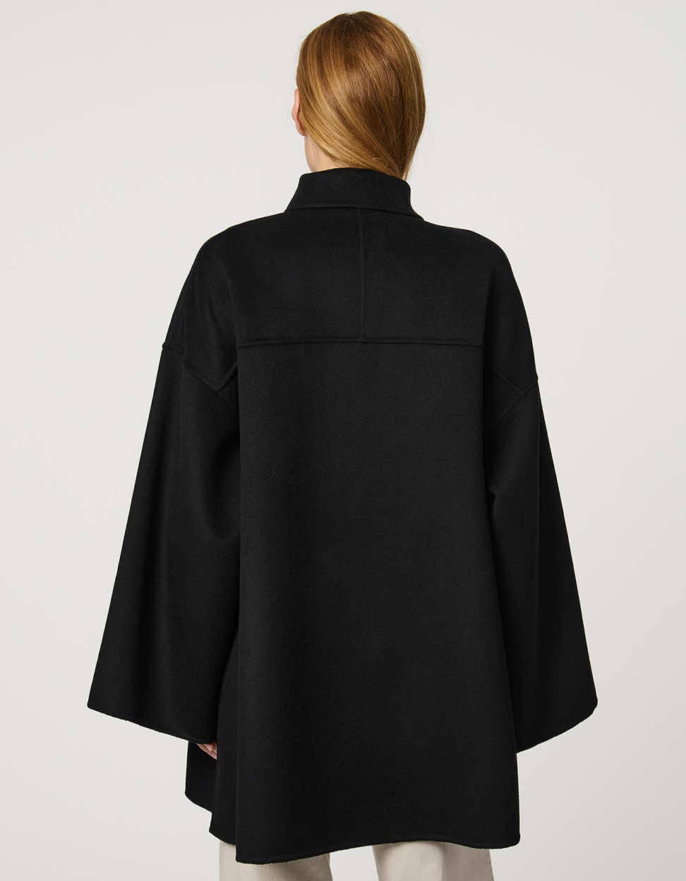 Black Latham Wool Poncho for wholesale on Faire3