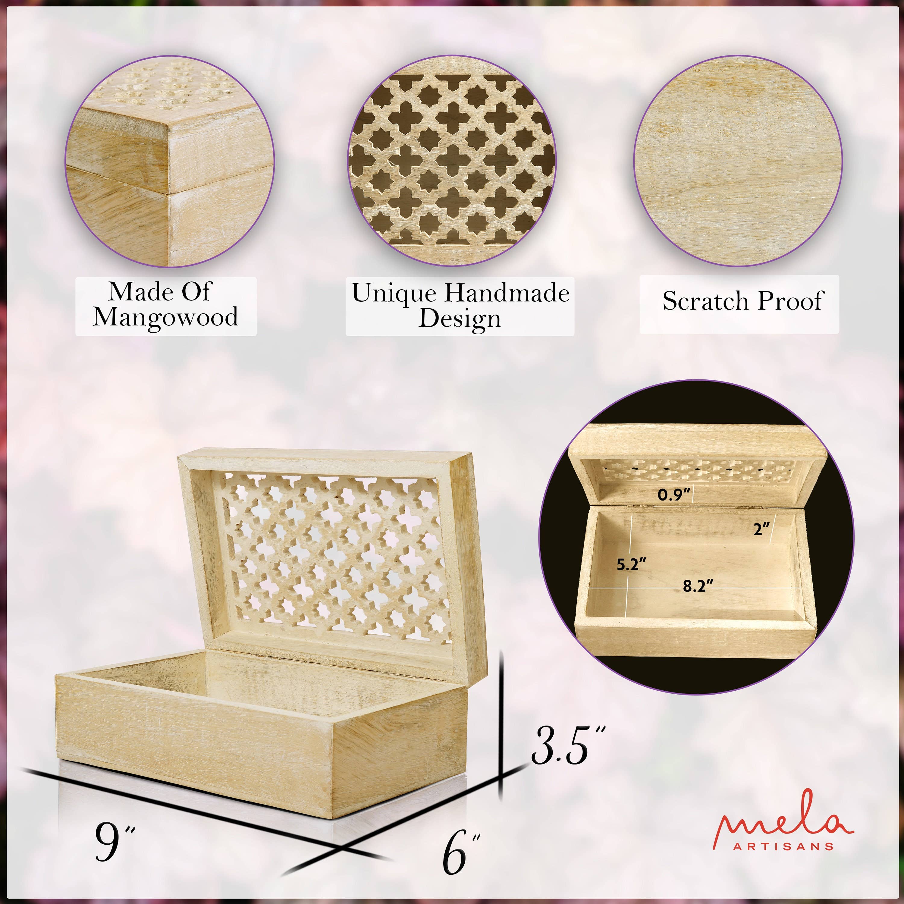 Mela Artisans - Wholesale Decorative Box - Trellis Handcarved Wooden Boxes1