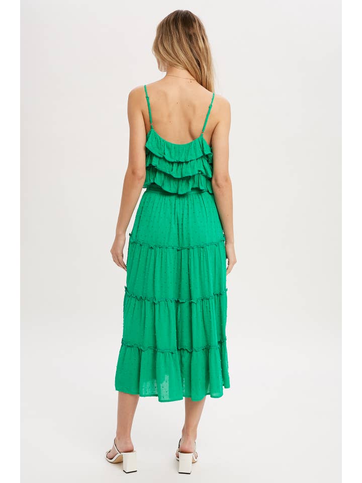 Bluivy – Großhandel Kleid – Damen – GESTUFTES MIDIKLEID MIT SCHWEIZER PUNKTEN UND RÜSCHEN25